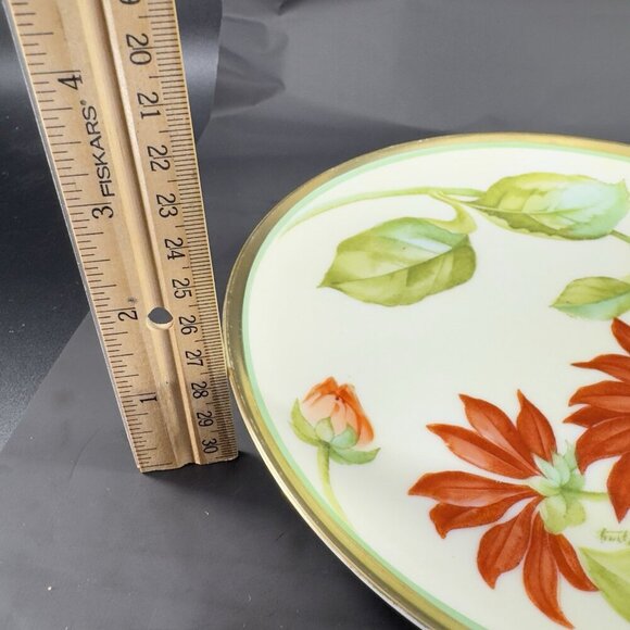 Antique Bavaria Hand Painted Red Flower Plate Dish Made In Germany Porcelain VTG - Picture 5 of 13